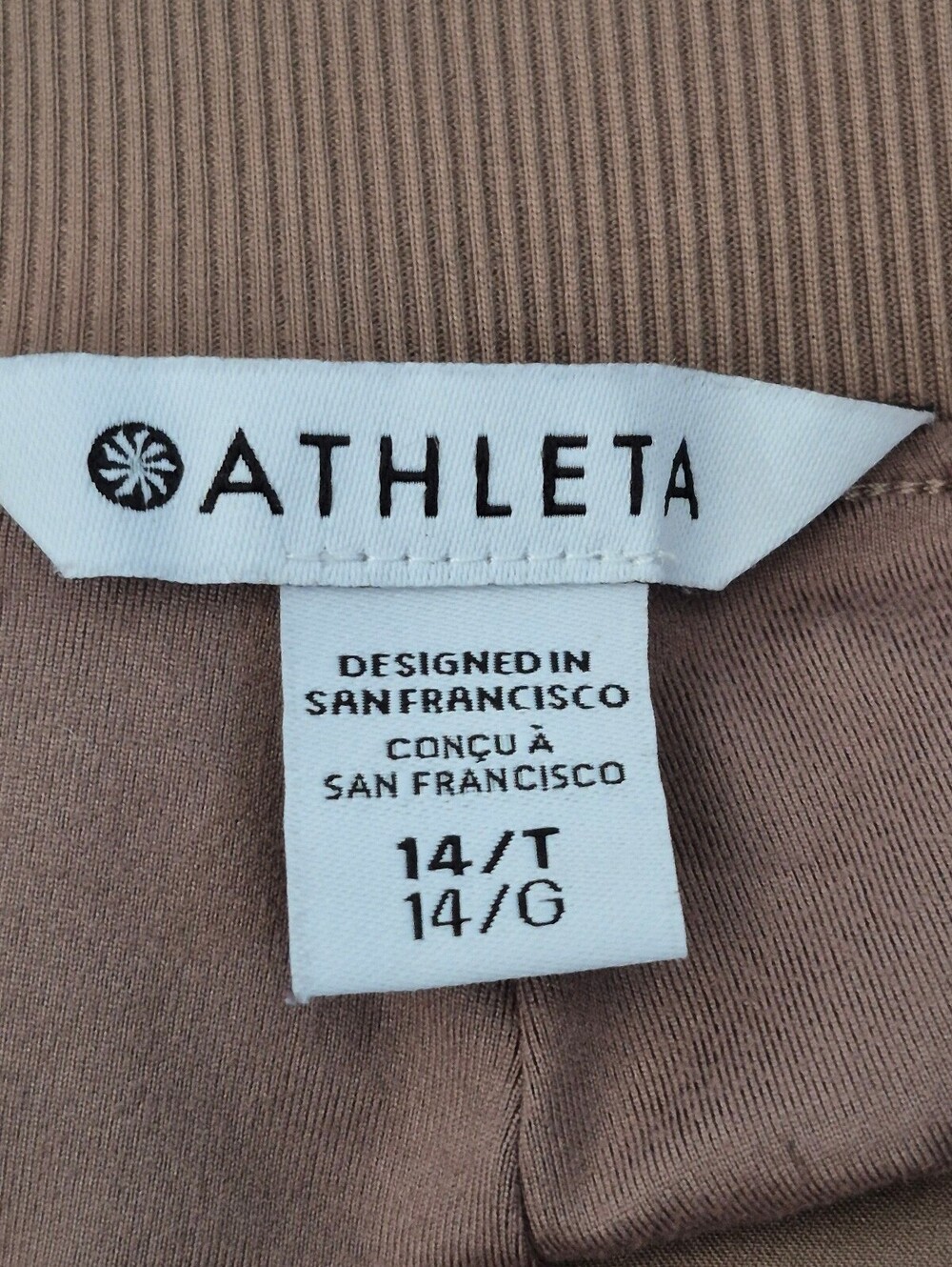 Athleta Women's Pants In Size 14 Tall Featuring A Soft Mocha Brown Color With Ri - Picture 6 of 6